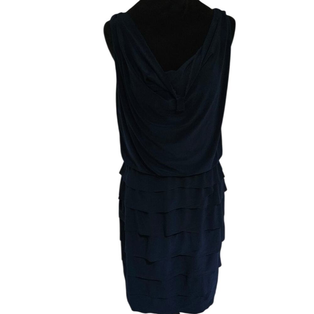 American Living Navy Blue Cowl Neck Tiered Sheath Dress Size 10
